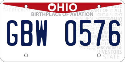 OH license plate GBW0576