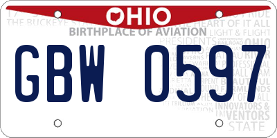 OH license plate GBW0597