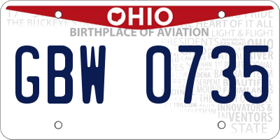 OH license plate GBW0735