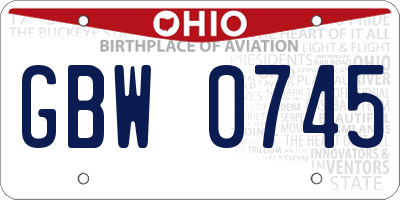 OH license plate GBW0745