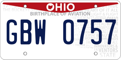 OH license plate GBW0757