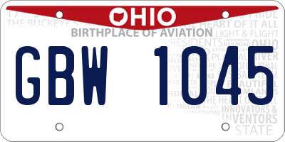 OH license plate GBW1045
