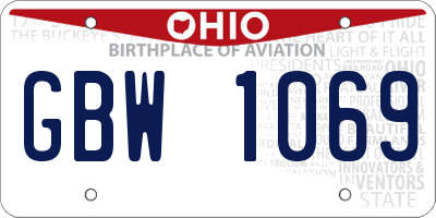 OH license plate GBW1069