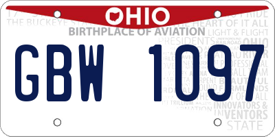 OH license plate GBW1097