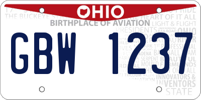 OH license plate GBW1237