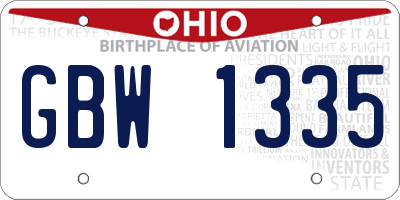 OH license plate GBW1335