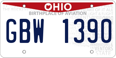 OH license plate GBW1390