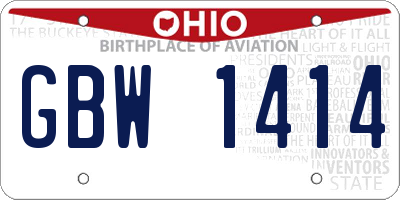 OH license plate GBW1414