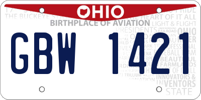 OH license plate GBW1421
