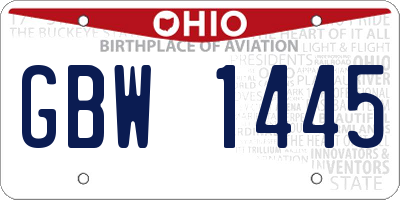 OH license plate GBW1445