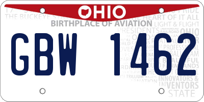 OH license plate GBW1462