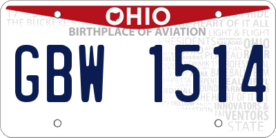 OH license plate GBW1514
