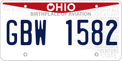 OH license plate GBW1582