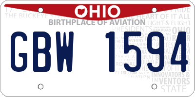 OH license plate GBW1594