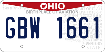 OH license plate GBW1661