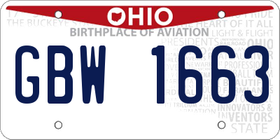 OH license plate GBW1663