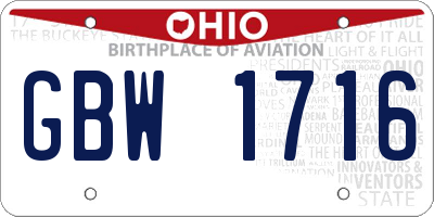 OH license plate GBW1716