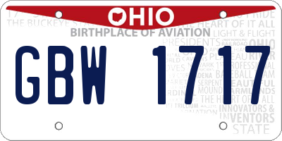 OH license plate GBW1717