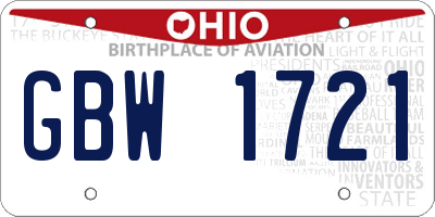 OH license plate GBW1721