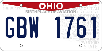 OH license plate GBW1761