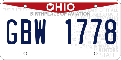 OH license plate GBW1778
