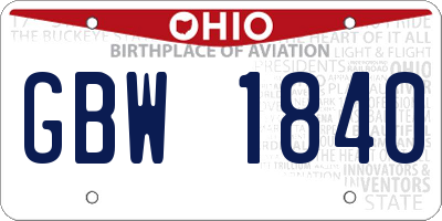 OH license plate GBW1840