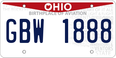 OH license plate GBW1888