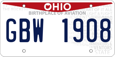OH license plate GBW1908