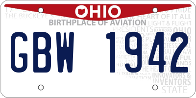 OH license plate GBW1942