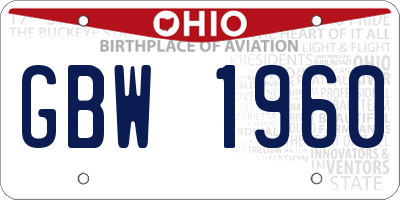OH license plate GBW1960