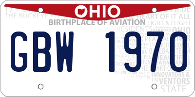 OH license plate GBW1970