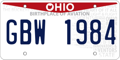 OH license plate GBW1984