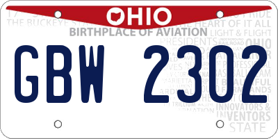 OH license plate GBW2302