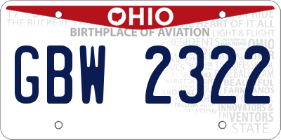 OH license plate GBW2322