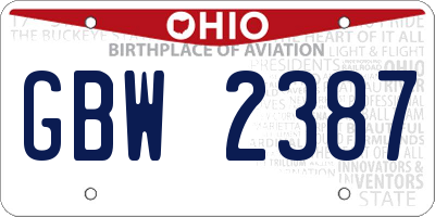 OH license plate GBW2387