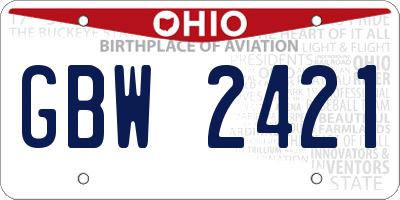 OH license plate GBW2421