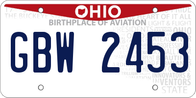 OH license plate GBW2453
