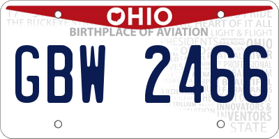 OH license plate GBW2466