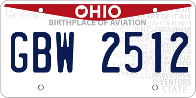 OH license plate GBW2512