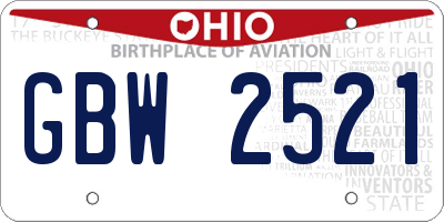 OH license plate GBW2521