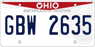 OH license plate GBW2635