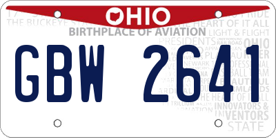 OH license plate GBW2641