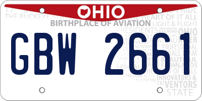 OH license plate GBW2661