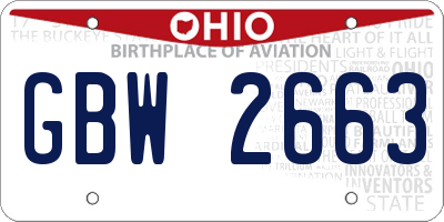 OH license plate GBW2663