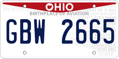 OH license plate GBW2665