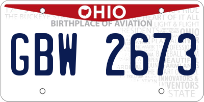 OH license plate GBW2673