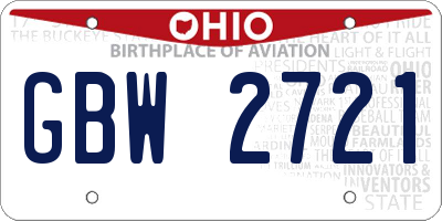 OH license plate GBW2721
