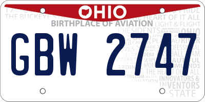 OH license plate GBW2747
