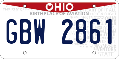 OH license plate GBW2861