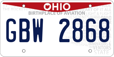 OH license plate GBW2868